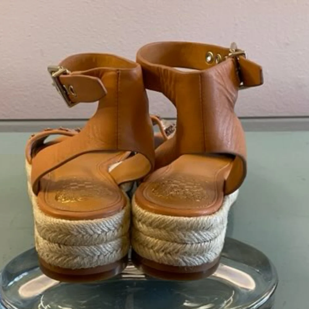 Vince Camuto Kathalia Flatform Leather Sequin Espadrille Sandals, Size 6M, NWOT